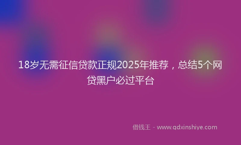 18岁无需征信贷款正规2025年推荐，总结5个网贷黑户必过平台