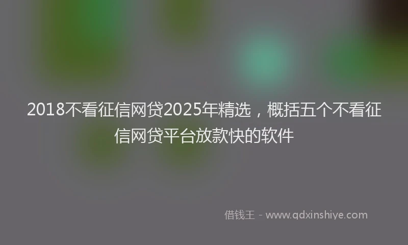 2018不看征信网贷2025年精选，概括五个不看征信网贷平台放款快的软件