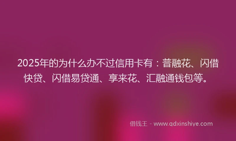 2025年的为什么办不过信用卡有：普融花、闪借快贷、闪借易贷通、享来花、汇融通钱包等。