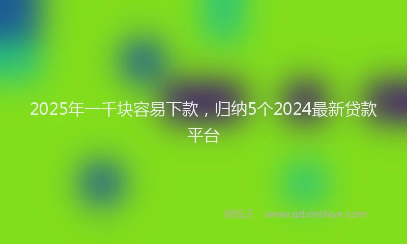 2025年一千块容易下款，归纳5个2024最新贷款平台