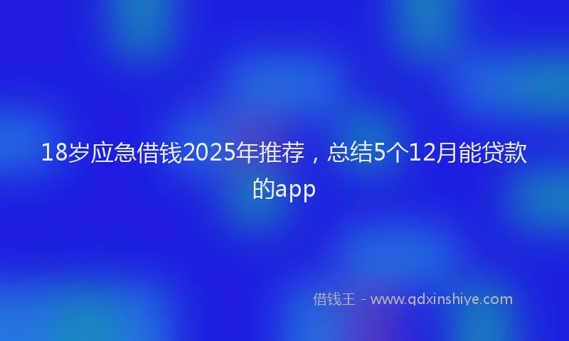 18岁应急借钱2025年推荐，总结5个12月能贷款的app