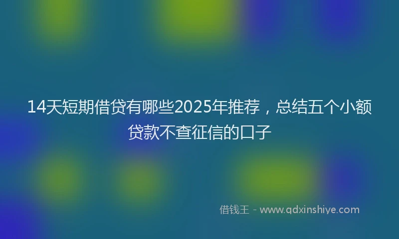 14天短期借贷有哪些2025年推荐，总结五个小额贷款不查征信的口子