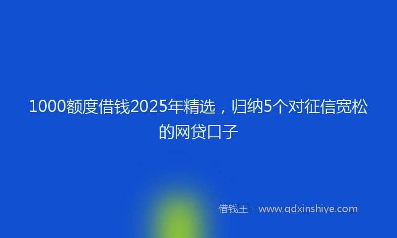 1000额度借钱2025年精选，归纳5个对征信宽松的网贷口子