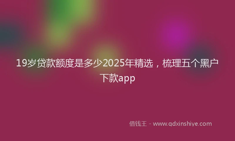19岁贷款额度是多少2025年精选，梳理五个黑户下款app