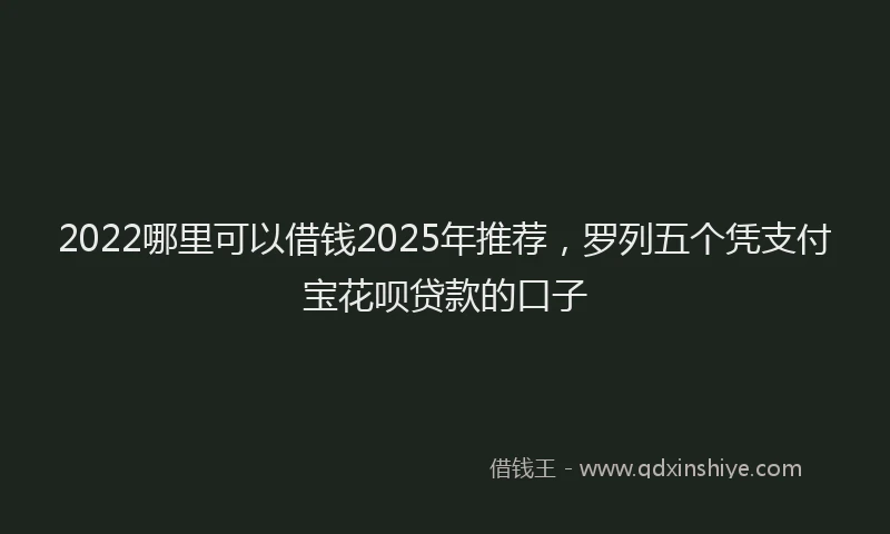 2022哪里可以借钱2025年推荐，罗列五个凭支付宝花呗贷款的口子