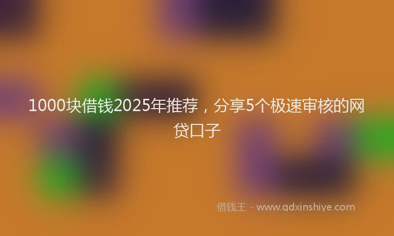 1000块借钱2025年推荐，分享5个极速审核的网贷口子