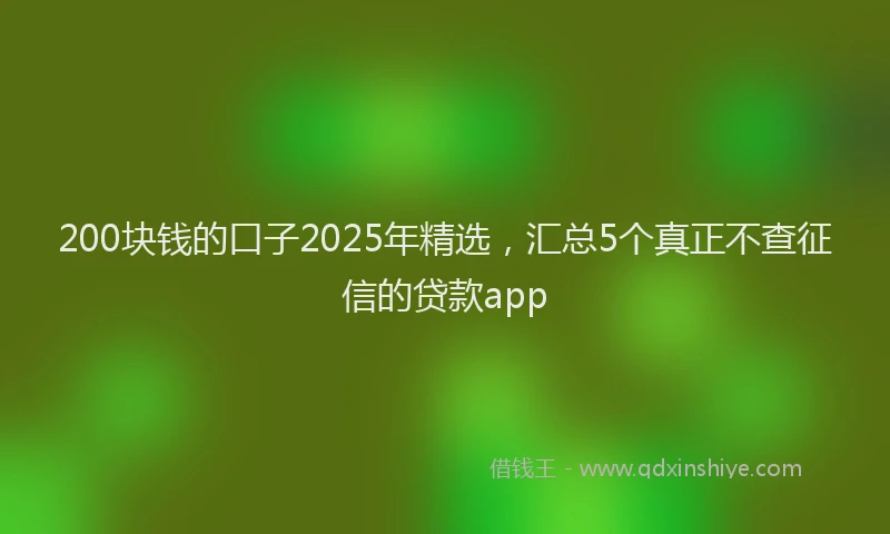 200块钱的口子2025年精选，汇总5个真正不查征信的贷款app