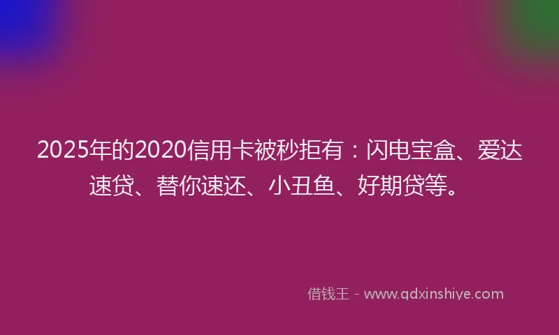 2025年的2020信用卡被秒拒有：闪电宝盒、爱达速贷、替你速还、小丑鱼、好期贷等。