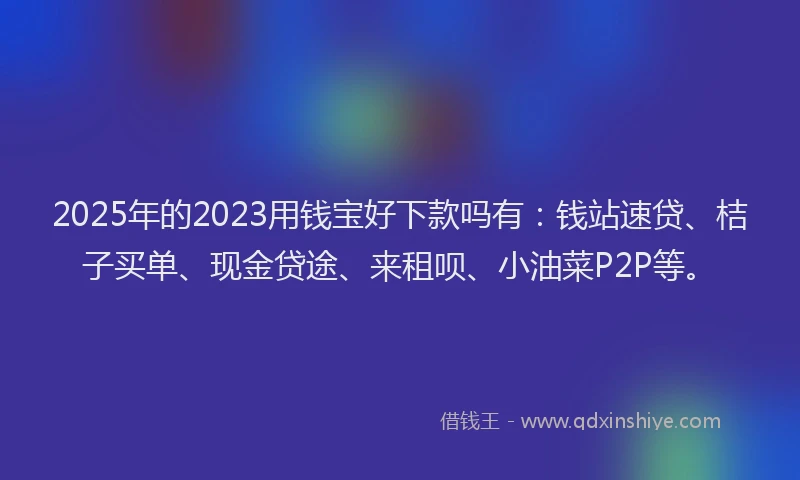 2025年的2023用钱宝好下款吗有：钱站速贷、桔子买单、现金贷途、来租呗、小油菜P2P等。