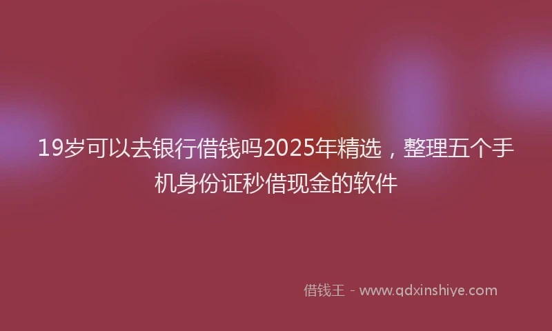 19岁可以去银行借钱吗2025年精选，整理五个手机身份证秒借现金的软件