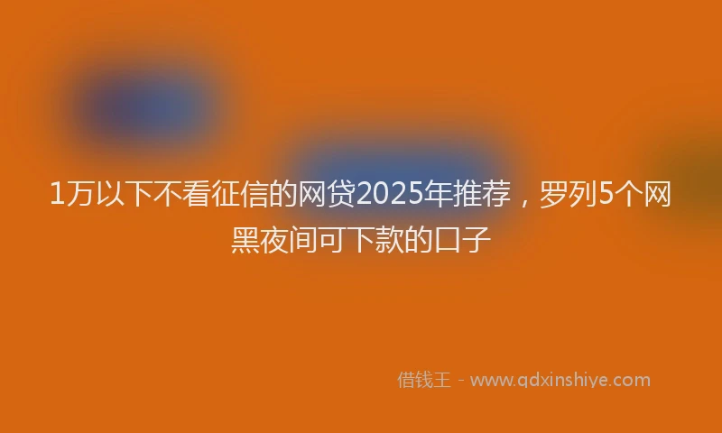1万以下不看征信的网贷2025年推荐，罗列5个网黑夜间可下款的口子
