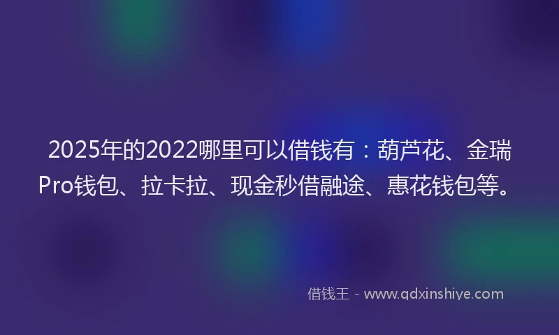 2025年的2022哪里可以借钱有：葫芦花、金瑞Pro钱包、拉卡拉、现金秒借融途、惠花钱包等。