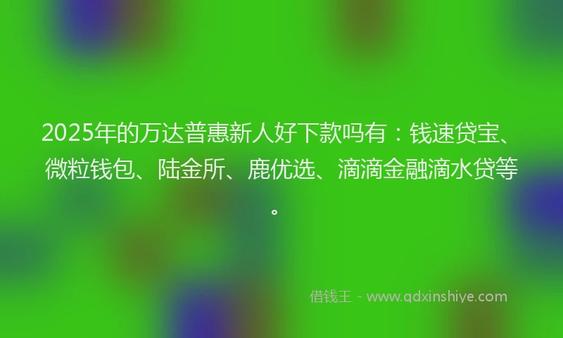 2025年的万达普惠新人好下款吗有：钱速贷宝、微粒钱包、陆金所、鹿优选、滴滴金融滴水贷等。