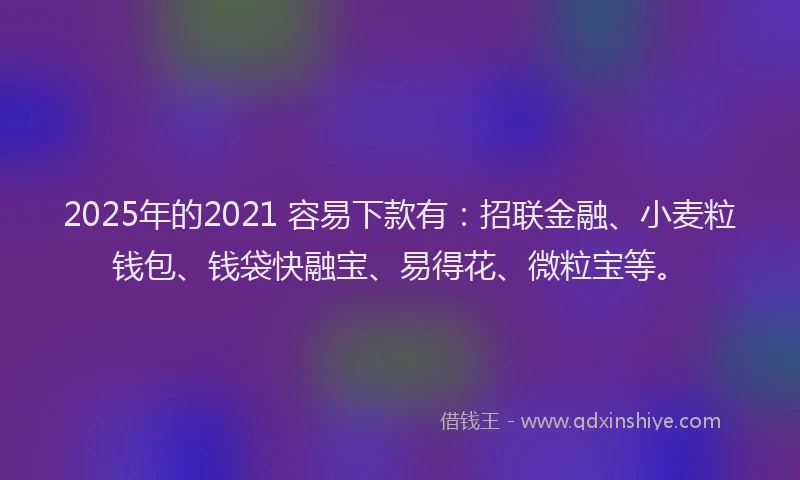2025年的2021 容易下款有：招联金融、小麦粒钱包、钱袋快融宝、易得花、微粒宝等。