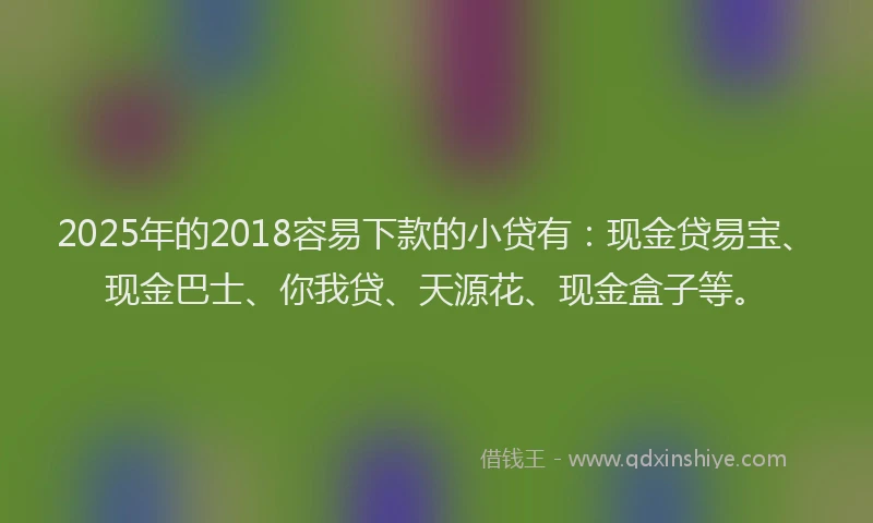 2025年的2018容易下款的小贷有：现金贷易宝、现金巴士、你我贷、天源花、现金盒子等。