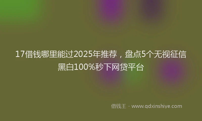 17借钱哪里能过2025年推荐，盘点5个无视征信黑白100%秒下网贷平台