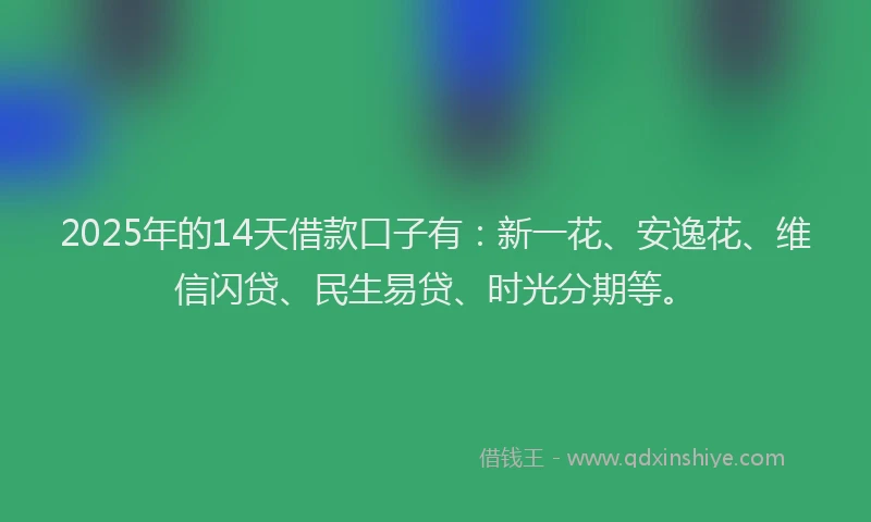 2025年的14天借款口子有：新一花、安逸花、维信闪贷、民生易贷、时光分期等。