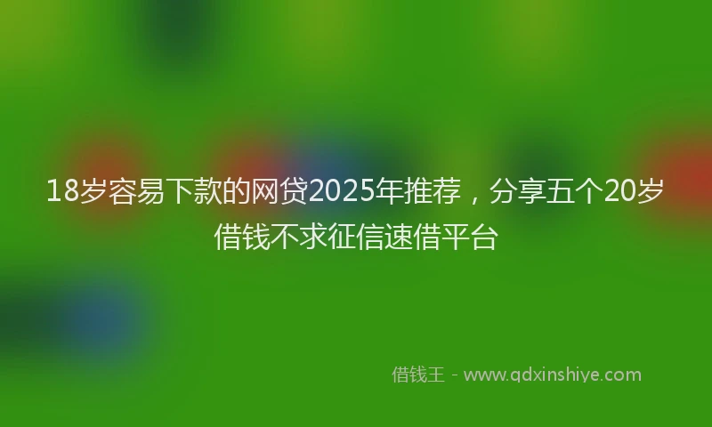 18岁容易下款的网贷2025年推荐，分享五个20岁借钱不求征信速借平台