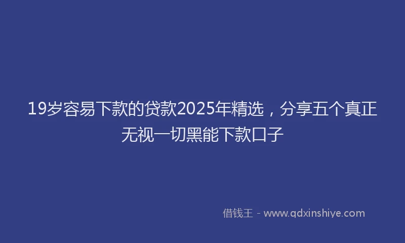 19岁容易下款的贷款2025年精选，分享五个真正无视一切黑能下款口子