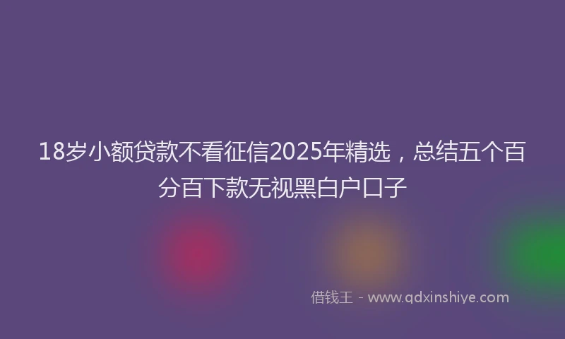 18岁小额贷款不看征信2025年精选，总结五个百分百下款无视黑白户口子