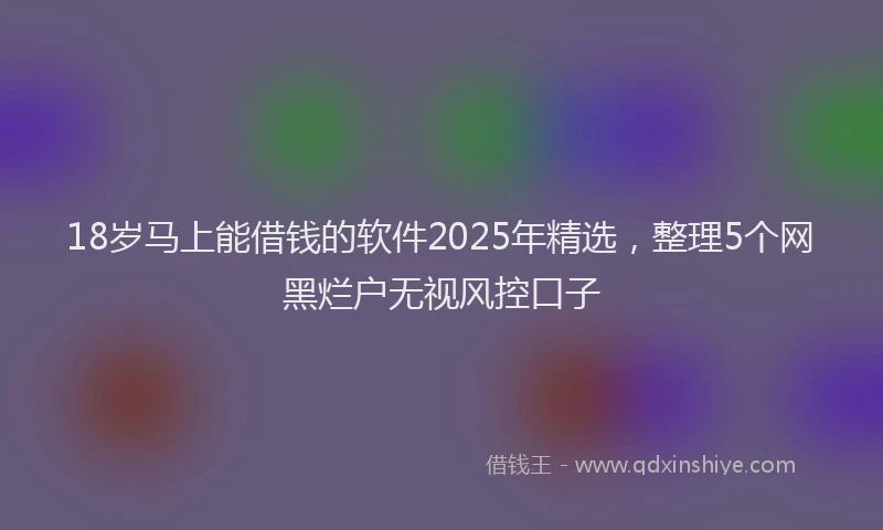 18岁马上能借钱的软件2025年精选，整理5个网黑烂户无视风控口子