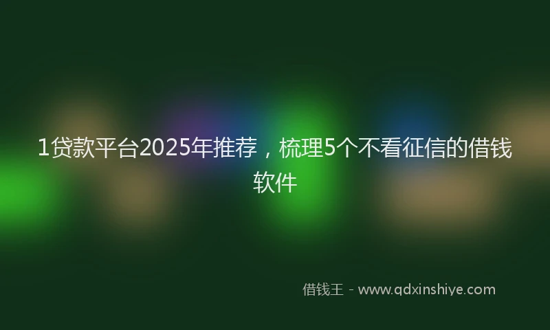 1贷款平台2025年推荐，梳理5个不看征信的借钱软件