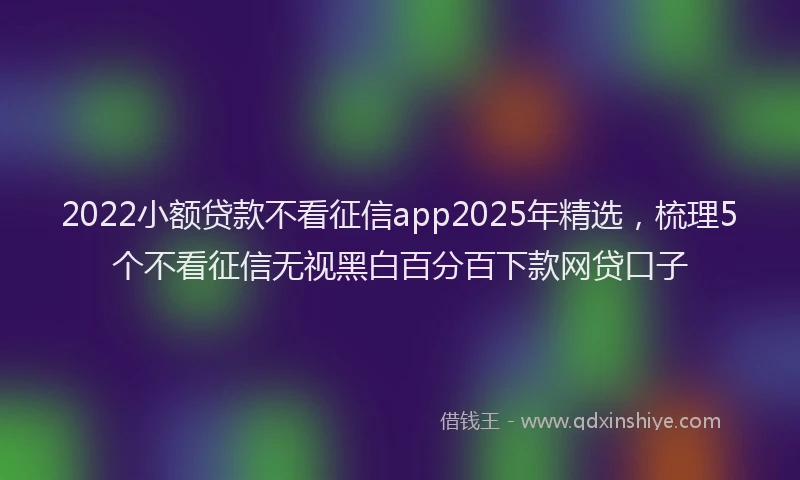 2022小额贷款不看征信app2025年精选，梳理5个不看征信无视黑白百分百下款网贷口子