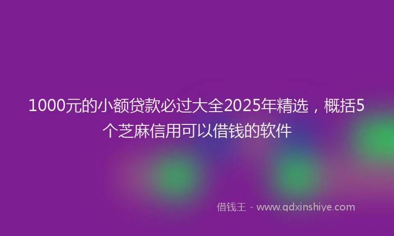 1000元的小额贷款必过大全2025年精选，概括5个芝麻信用可以借钱的软件