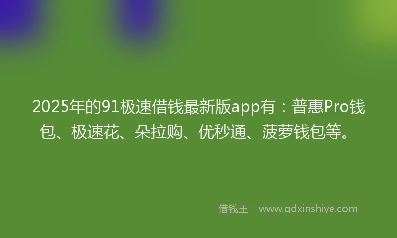 2025年的91极速借钱最新版app有：普惠Pro钱包、极速花、朵拉购、优秒通、菠萝钱包等。