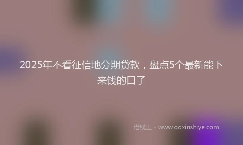 2025年不看征信地分期贷款，盘点5个最新能下来钱的口子