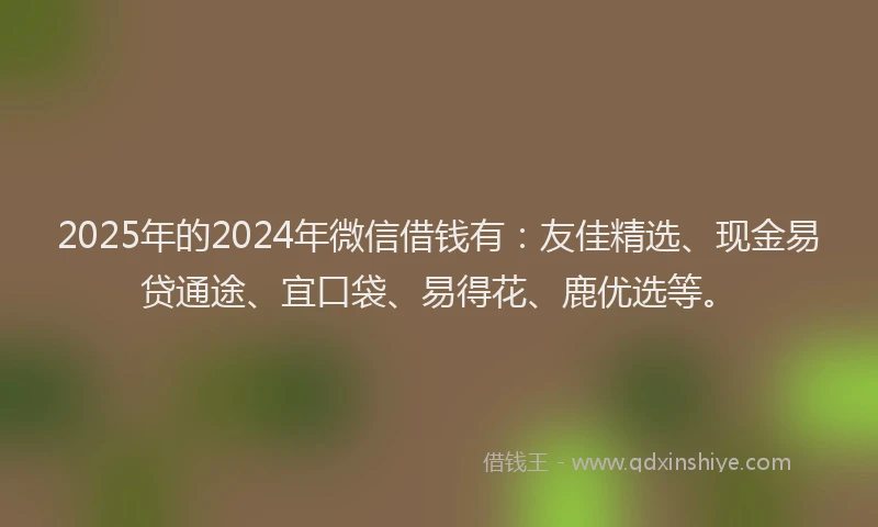 2025年的2024年微信借钱有：友佳精选、现金易贷通途、宜口袋、易得花、鹿优选等。