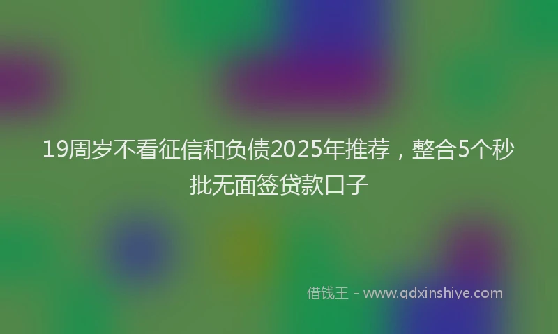 19周岁不看征信和负债2025年推荐，整合5个秒批无面签贷款口子