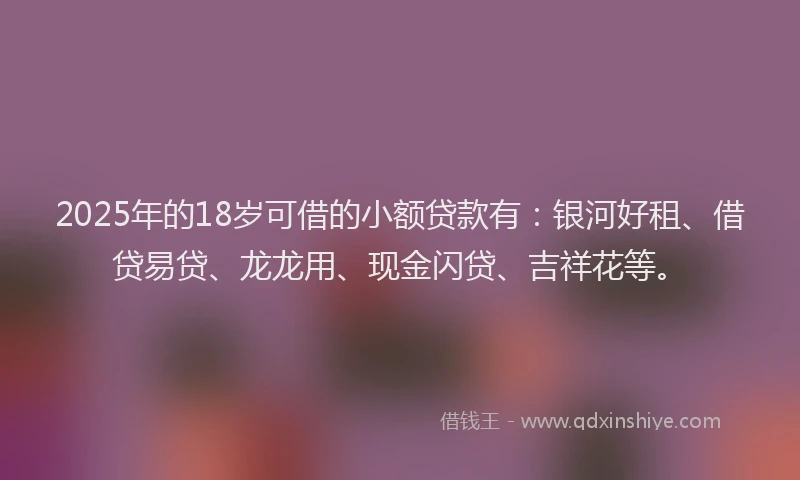 2025年的18岁可借的小额贷款有：银河好租、借贷易贷、龙龙用、现金闪贷、吉祥花等。