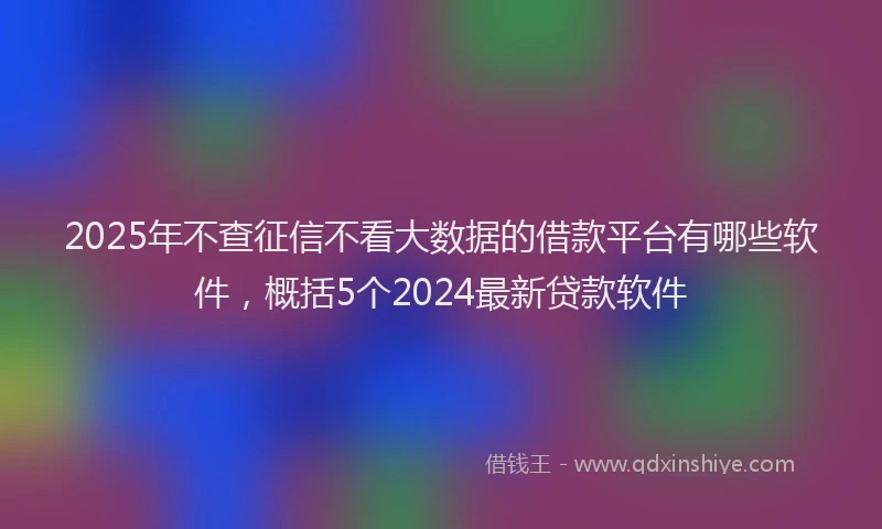 2025年不查征信不看大数据的借款平台有哪些软件，概括5个2024最新贷款软件