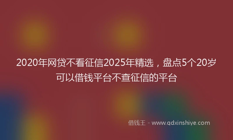 2020年网贷不看征信2025年精选，盘点5个20岁可以借钱平台不查征信的平台