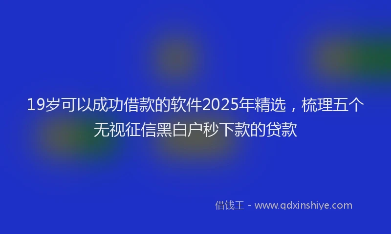 19岁可以成功借款的软件2025年精选，梳理五个无视征信黑白户秒下款的贷款