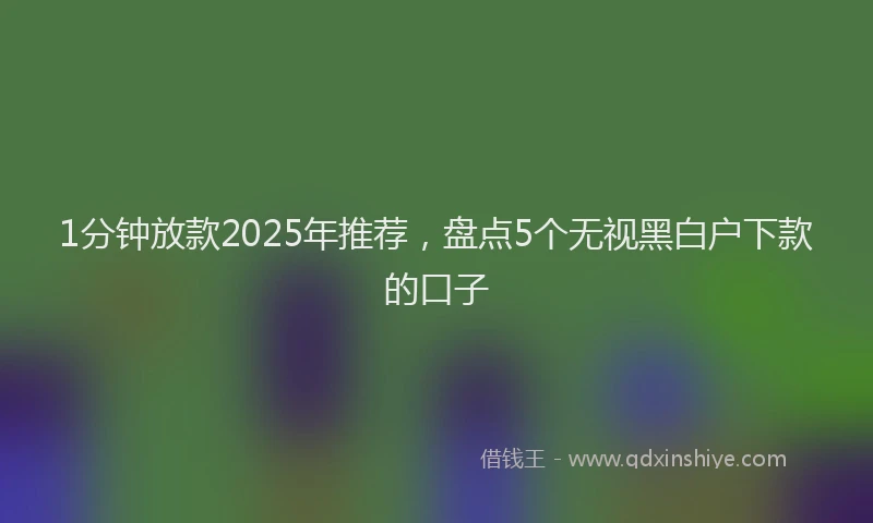 1分钟放款2025年推荐，盘点5个无视黑白户下款的口子