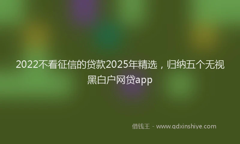 2022不看征信的贷款2025年精选，归纳五个无视黑白户网贷app