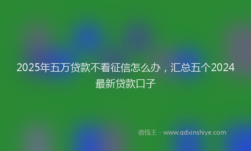 2025年五万贷款不看征信怎么办，汇总五个2024最新贷款口子
