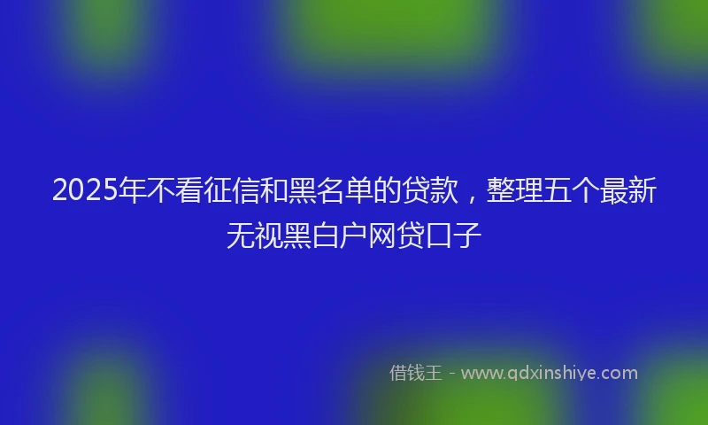 2025年不看征信和黑名单的贷款，整理五个最新无视黑白户网贷口子