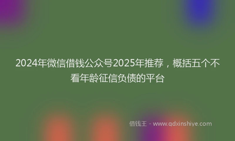 2024年微信借钱公众号2025年推荐，概括五个不看年龄征信负债的平台
