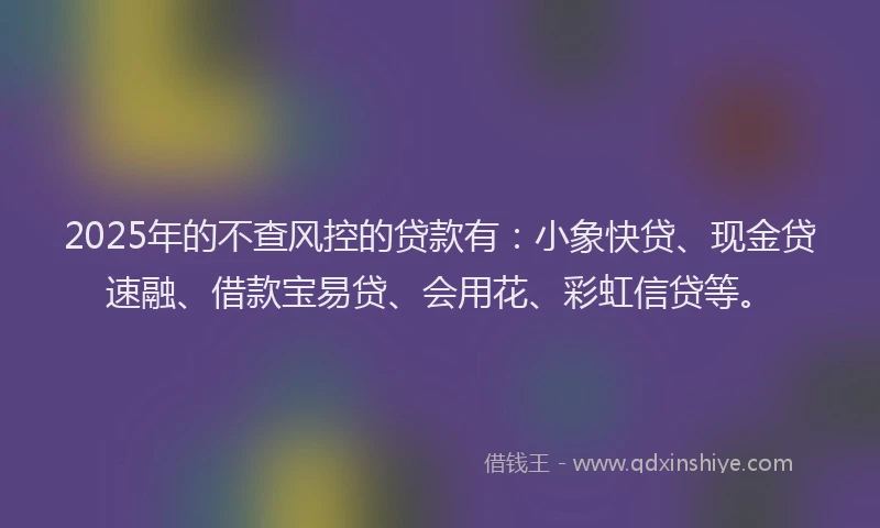 2025年的不查风控的贷款有：小象快贷、现金贷速融、借款宝易贷、会用花、彩虹信贷等。