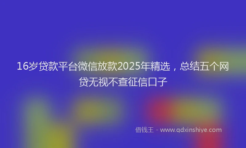 16岁贷款平台微信放款2025年精选，总结五个网贷无视不查征信口子