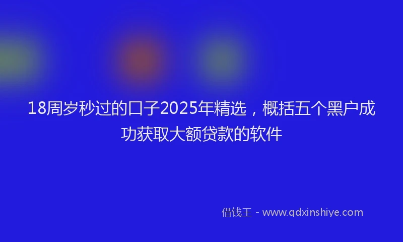 18周岁秒过的口子2025年精选，概括五个黑户成功获取大额贷款的软件