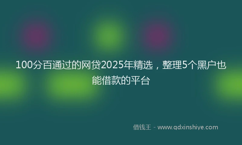 100分百通过的网贷2025年精选，整理5个黑户也能借款的平台
