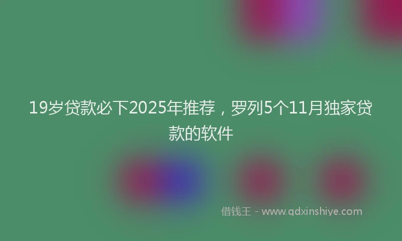 19岁贷款必下2025年推荐，罗列5个11月独家贷款的软件
