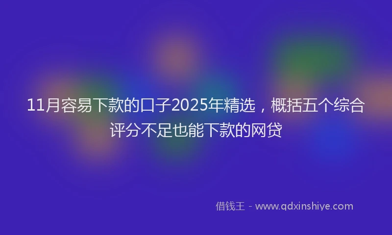 11月容易下款的口子2025年精选，概括五个综合评分不足也能下款的网贷