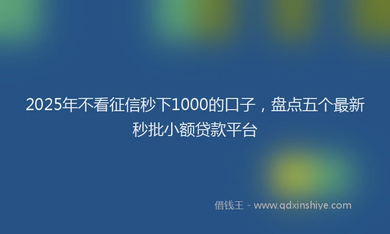 2025年不看征信秒下1000的口子，盘点五个最新秒批小额贷款平台