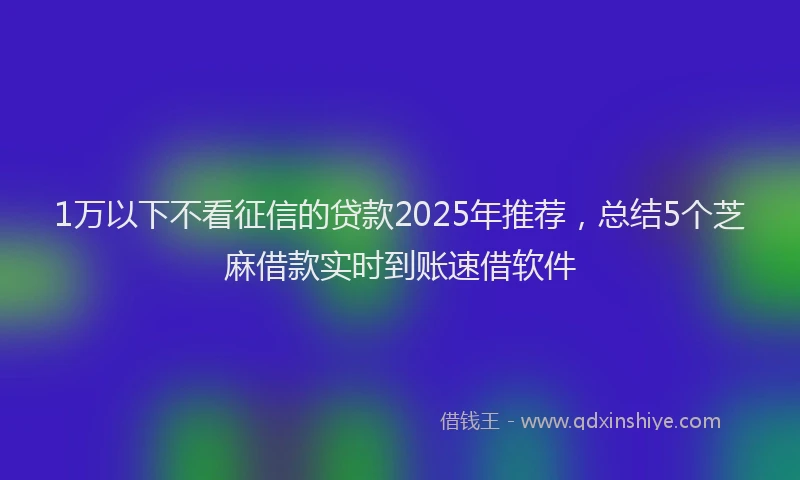 1万以下不看征信的贷款2025年推荐，总结5个芝麻借款实时到账速借软件