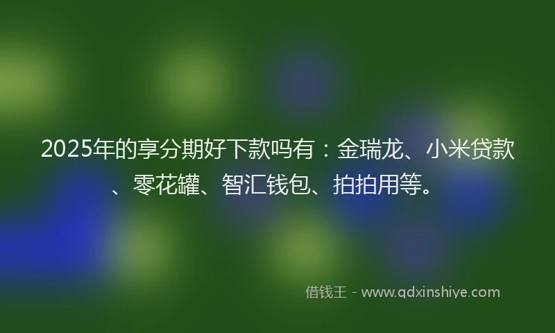 2025年的享分期好下款吗有：金瑞龙、小米贷款、零花罐、智汇钱包、拍拍用等。